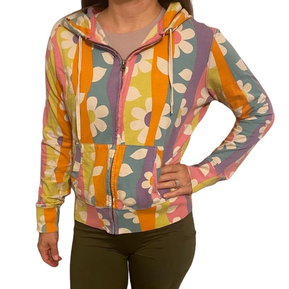 Lucky Brand | Tops | Womens Vintage Lucky Brand Jeans Flower Power Zipup  Hoodie | Poshmark